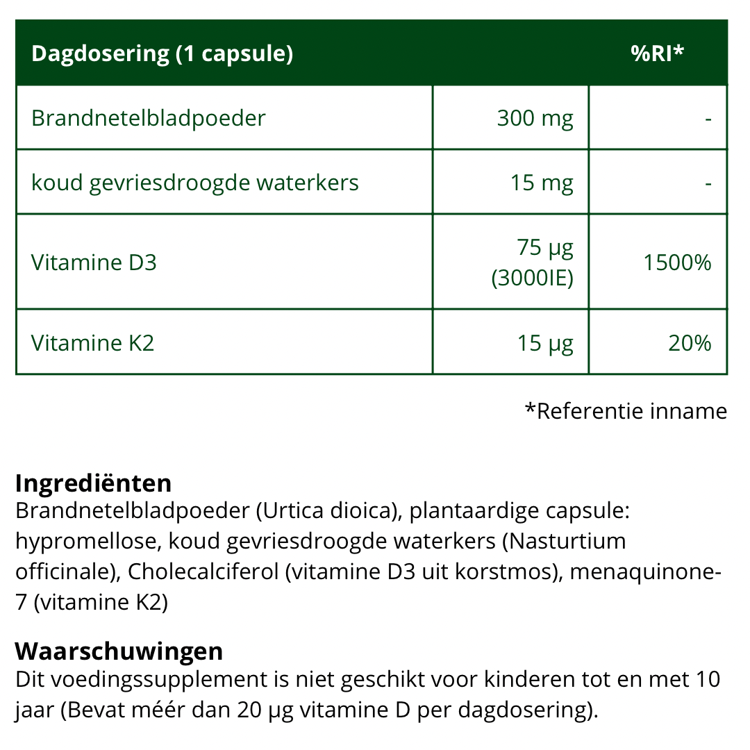 Vitamine D3 3000IU/75mcg & K2 plantaardig