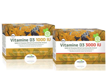 VITAMINE D3 1000IU of 3000IU & K2, 100% PLANTAARDIG Cressana® Nederland